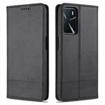 For OPPO A16 AZNS Magnetic Calf Texture Horizontal Flip Leather Case with Card Slots & Holder & Wallet(Black)