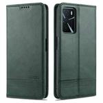 For OPPO A16 AZNS Magnetic Calf Texture Horizontal Flip Leather Case with Card Slots & Holder & Wallet(Dark Green)