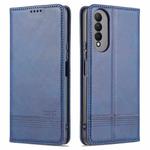 For Honor X20 SE AZNS Magnetic Calf Texture Horizontal Flip Leather Case with Card Slots & Holder & Wallet(Dark Blue)