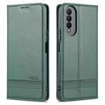 For Honor X20 SE AZNS Magnetic Calf Texture Horizontal Flip Leather Case with Card Slots & Holder & Wallet(Dark Green)