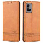 For vivo S10 AZNS Magnetic Calf Texture Horizontal Flip Leather Case with Card Slots & Holder & Wallet(Light Brown)