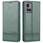 For vivo S10 Pro AZNS Magnetic Calf Texture Horizontal Flip Leather Case with Card Slots & Holder & Wallet(Dark Green)