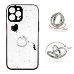 For iPhone 12 Pro Max Colored Drawing Starry Sky Epoxy TPU Shockproof Case with Ring Holder(Heart)