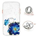 For iPhone 11 Colored Drawing Starry Sky Epoxy TPU Shockproof Case with Ring Holder (Blue Butterfly)