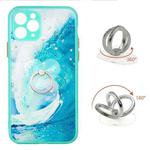 For iPhone 11 Pro Colored Drawing Starry Sky Epoxy TPU Shockproof Case with Ring Holder (Waves)