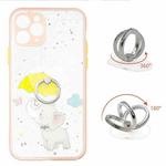 For iPhone 11 Pro Colored Drawing Starry Sky Epoxy TPU Shockproof Case with Ring Holder (Baby Elephant)