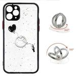 For iPhone 11 Pro Colored Drawing Starry Sky Epoxy TPU Shockproof Case with Ring Holder (Heart)