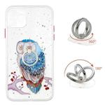 For iPhone 11 Pro Max Colored Drawing Starry Sky Epoxy TPU Shockproof Case with Ring Holder (Owl)