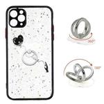 For iPhone 11 Pro Max Colored Drawing Starry Sky Epoxy TPU Shockproof Case with Ring Holder (Heart)