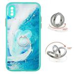 For iPhone X / XS Colored Drawing Starry Sky Epoxy TPU Shockproof Case with Ring Holder(Waves)