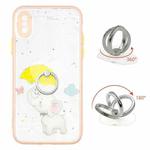 For iPhone X / XS Colored Drawing Starry Sky Epoxy TPU Shockproof Case with Ring Holder(Baby Elephant)
