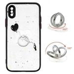 For iPhone X / XS Colored Drawing Starry Sky Epoxy TPU Shockproof Case with Ring Holder(Heart)