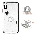 For iPhone XR Colored Drawing Starry Sky Epoxy TPU Shockproof Case with Ring Holder(Heart)