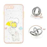 Colored Drawing Starry Sky Epoxy TPU Shockproof Case with Ring Holder For iPhone 7 Plus / 8 Plus(Baby Elephant)