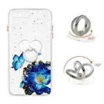 Colored Drawing Starry Sky Epoxy TPU Shockproof Case with Ring Holder For iPhone 7 Plus / 8 Plus(Blue Butterfly)