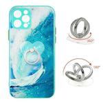 For iPhone 12 Pro Colored Drawing Starry Sky Epoxy TPU Shockproof Case with Ring Holder(Waves)