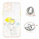 For iPhone 12 Pro Colored Drawing Starry Sky Epoxy TPU Shockproof Case with Ring Holder(Baby Elephant)