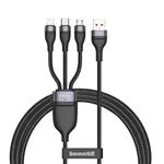 Baseus CA1T3-G1 66W USB to 8 Pin + Micro USB + USB-C / Type-C Flash Series Fast Charging Data Cable, Cable Length: 1.2m(Gray Black)