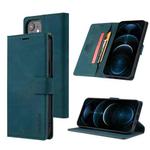 For iPhone 13 TAOKKIM Skin Feel Calf Texture Horizontal Flip PU Leather Case with Holder & Card Slots & Photo Frame & Wallet(Blue)