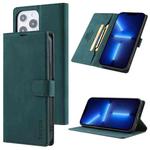For iPhone 13 Pro TAOKKIM Skin Feel Calf Texture Horizontal Flip PU Leather Case with Holder & Card Slots & Photo Frame & Wallet (Blue)