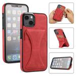 For iPhone 13 mini Ultra-thin Shockproof Protective Case with Holder & Metal Magnetic Function (Red)