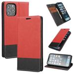 For iPhone 13 mini Cross Texture Color Matching Strong Magnetic Horizontal Flip Leather Case with Card Slots & Holder & Wallet (Red)