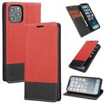 For iPhone 13 Cross Texture Color Matching Strong Magnetic Horizontal Flip Leather Case with Card Slots & Holder & Wallet(Red)