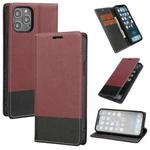 For iPhone 13 Cross Texture Color Matching Strong Magnetic Horizontal Flip Leather Case with Card Slots & Holder & Wallet(Crimson)