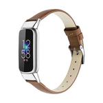 For Fitbit Luxe Leather Watch Band, Size:L(Brown)