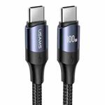 USAMS US-SJ526 U71 USB-C / Type-C to USB-C / Type-C 100W PD Fast Charging Aluminum Alloy Data Cable, Length:3m(Black)