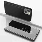 For iPhone 13 mini Plated Mirror Horizontal Flip Leather Case with Holder (Black)