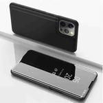 For iPhone 13 Pro Max Plated Mirror Horizontal Flip Leather Case with Holder (Black)