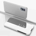 Plated Mirror Horizontal Flip Leather Case with Holder For OnePlus Nord 2 5G(Silver)