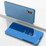 Plated Mirror Horizontal Flip Leather Case with Holder For OnePlus Nord 2 5G(Blue)