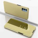 Plated Mirror Horizontal Flip Leather Case with Holder For OnePlus N200 5G(Gold)