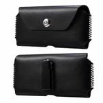 Fashion Leather Mobile Phone Leather Case Waist Bag For 7.2 inch and Below Phones(Black)