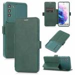 Push Window Double Buckle PU + Silicone Horizontal Flip Leather Case with Holder & Card Slot For Samsung Galaxy S21 5G(Green)