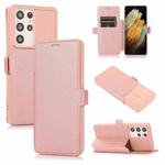 Push Window Double Buckle PU + Silicone Horizontal Flip Leather Case with Holder & Card Slot For Samsung Galaxy S21 Ultra 5G(Rose Gold)