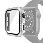 Electroplating PC Single Row Diamond Protective Case with Tempered Glass Film For Apple Watch Series 3 & 2 & 1 38mm(Silver)