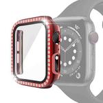 Electroplating PC Single Row Diamond Protective Case with Tempered Glass Film For Apple Watch Series 3 & 2 & 1 42mm(Red)