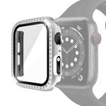Electroplating PC Single Row Diamond Protective Case with Tempered Glass Film For Apple Watch Series 3 & 2 & 1 42mm(Silver)