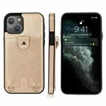 For iPhone 13 mini Shockproof PU Leather + TPU Protective Case with Card Slot & Lanyard (Gold)