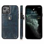 For iPhone 13 Shockproof PU Leather + TPU Protective Case with Card Slot & Lanyard(Blue)