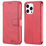 For iPhone 13 Pro Max AZNS Calf Texture Horizontal Flip Leather Case with Holder & Card Slots & Wallet & Photo Frame (Red)