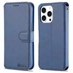 For iPhone 13 Pro Max AZNS Calf Texture Horizontal Flip Leather Case with Holder & Card Slots & Wallet & Photo Frame (Blue)