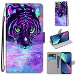 For iPhone 13 mini Coloured Drawing Cross Texture Horizontal Flip PU Leather Case with Holder & Card Slots & Wallet & Lanyard (Fission Lion)