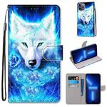 For iPhone 13 Pro Max Coloured Drawing Cross Texture Horizontal Flip PU Leather Case with Holder & Card Slots & Wallet & Lanyard (Dick Rose Wolf)