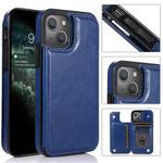 For iPhone 13 mini Double Buckle Shockproof PU Protective Case with Card Slots & Holder For  iPhone 13 Mini(Blue)