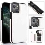 For iPhone 13 Pro Double Buckle Shockproof PU Protective Case with Card Slots & Holder (White)