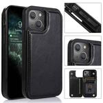For iPhone 13 Pro Max Double Buckle Shockproof PU Protective Case with Card Slots & Holder (Black)